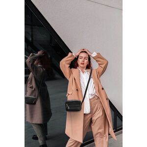 Black Genuine Leather Slim Crossbody or Belt Bag | NEW